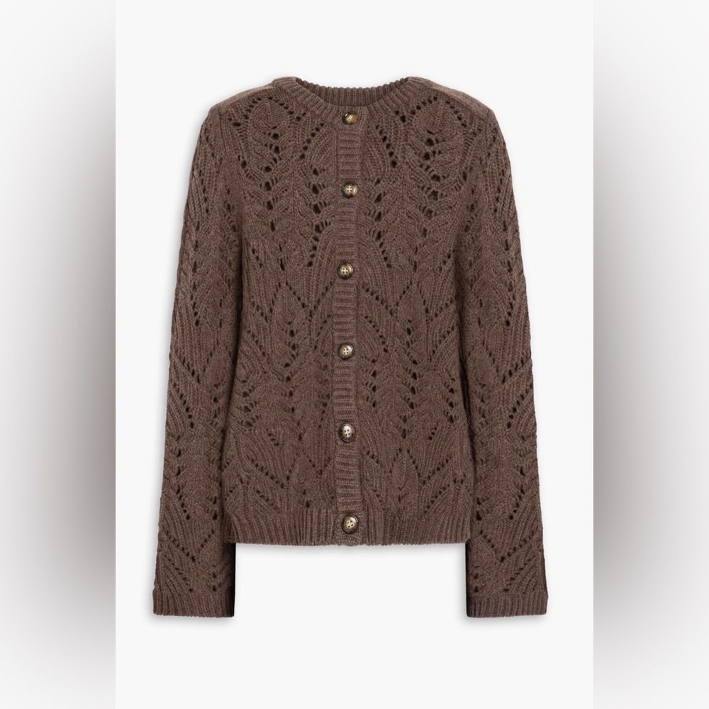 LOULOU DE SAISON 
Frutos Openwork Wool & Cashmere Cardigan